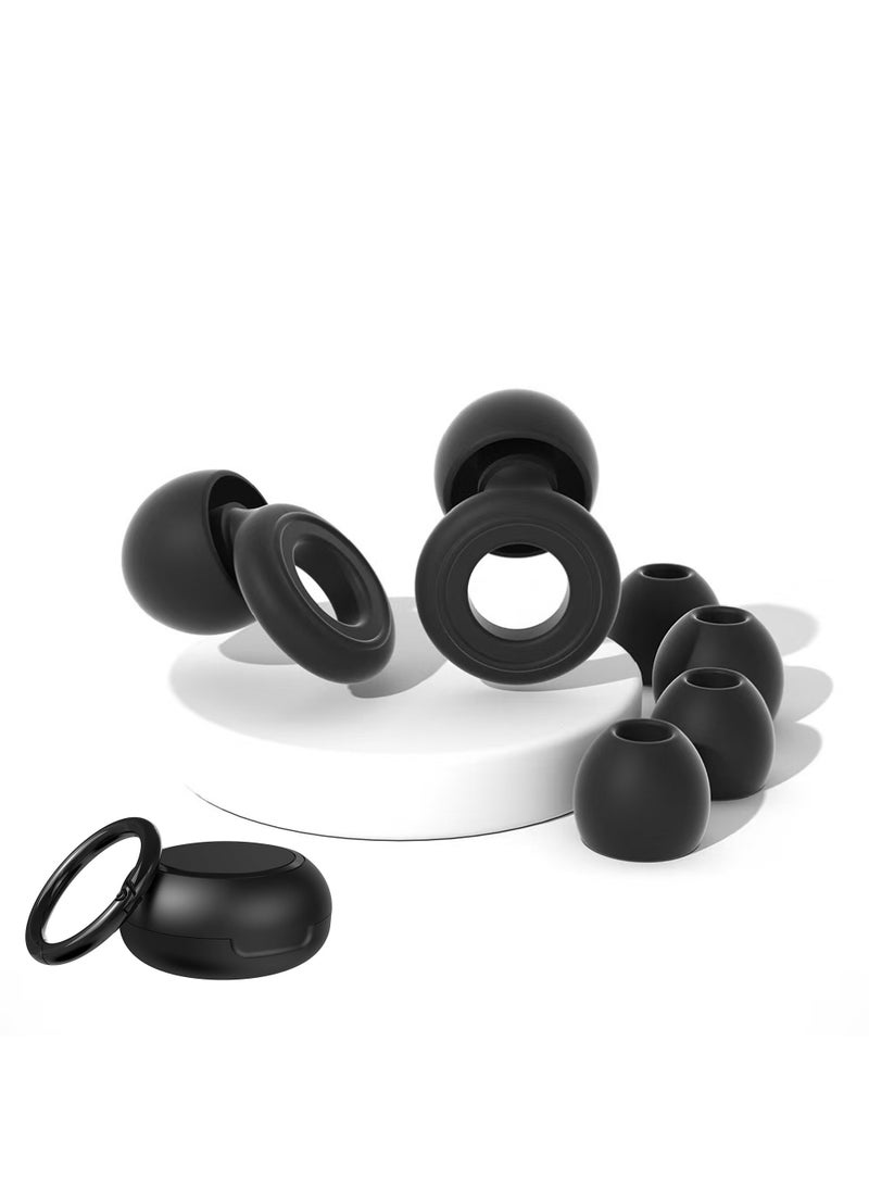 Rock Pow - Ear Plugs for Sleeping, 2 Pairs of Reusable Earplugs for Noise Reduction 25dB-30dB with 8 Ear Tips, Soft Hearing Protection Ear Plugs for Concert,Noise Sensitivity, Study & Work, Black - Image 1