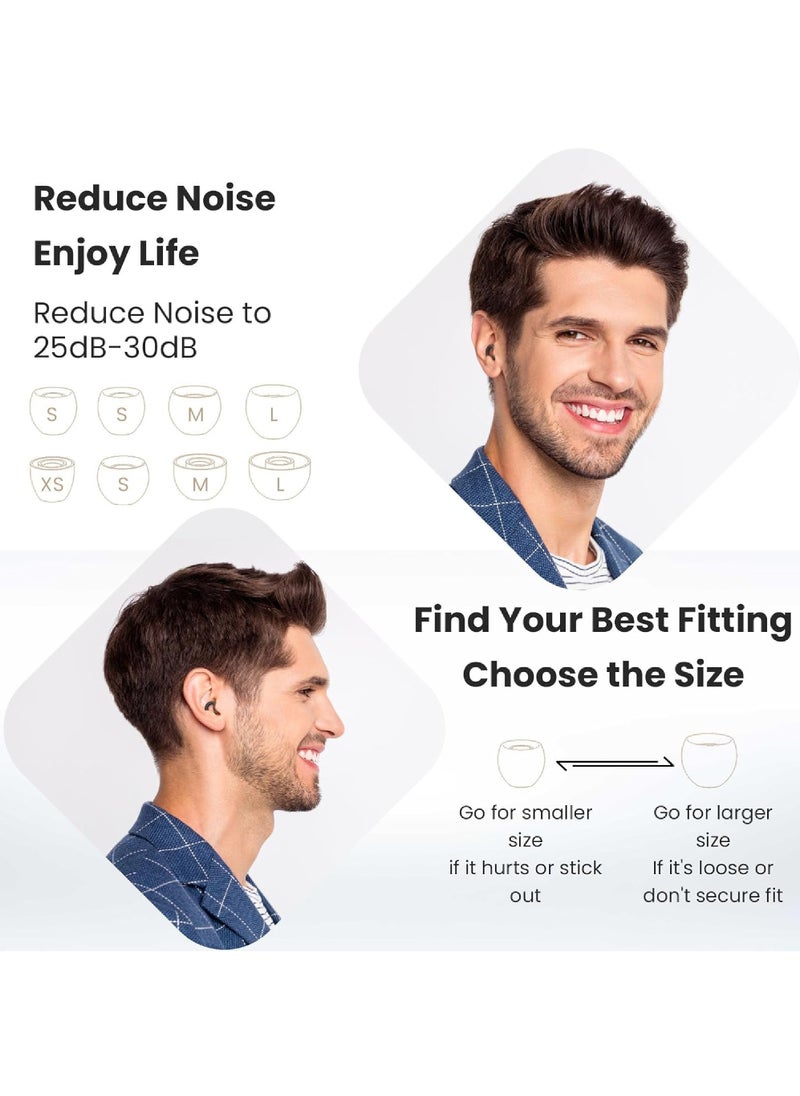 Rock Pow - Ear Plugs for Sleeping, 2 Pairs of Reusable Earplugs for Noise Reduction 25dB-30dB with 8 Ear Tips, Soft Hearing Protection Ear Plugs for Concert,Noise Sensitivity, Study & Work, Black - Image 1