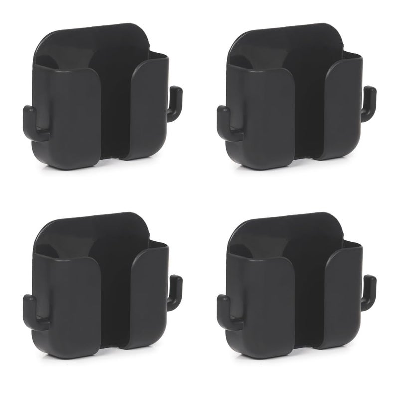 WALLVIEW TECH Wall Mounted Mobile Stand Storage Case for Remote, Multi Purpose Stand with Hole for Phone Charging (Black) - Pack of 4 - Image 1