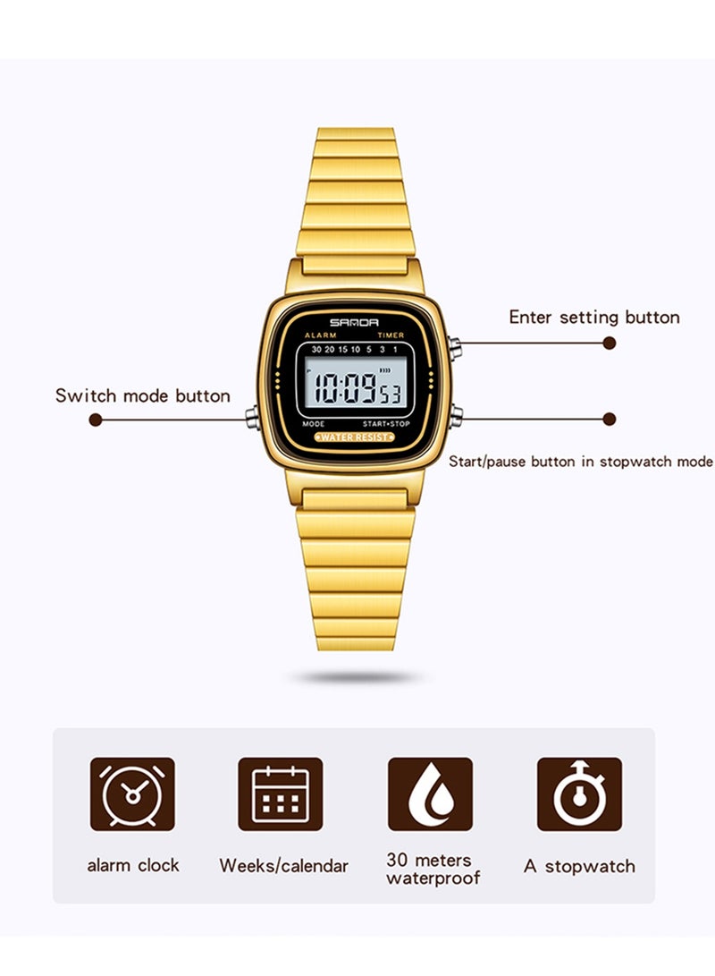 SANDA Women Golden Classic Quartz Watch Fashion Female Elegant Clock Boy Girl Gift Watches Casual Ladies Waterproof Wristwatch Give Box - Image 2