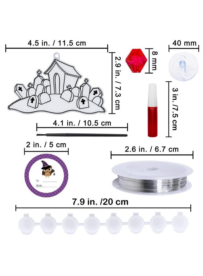 وينلين 27 مجموعة من زينة مصائد الشمس في الهالوين، زينة طلاء النوافذ، أدوات حرفية لعيد الهالوين، فانوس جاك، جمجمة شبح خفاش، أنشطة الفصل الدراسي للأطفال، مشروع فني - Image 5