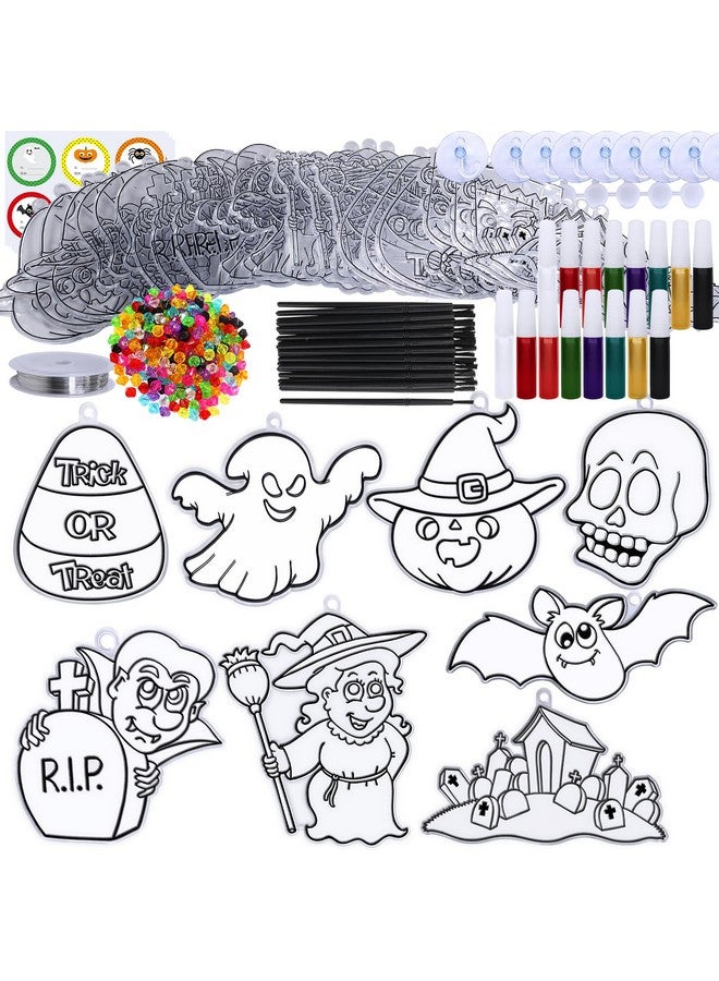 وينلين 27 مجموعة من زينة مصائد الشمس في الهالوين، زينة طلاء النوافذ، أدوات حرفية لعيد الهالوين، فانوس جاك، جمجمة شبح خفاش، أنشطة الفصل الدراسي للأطفال، مشروع فني - Image 3