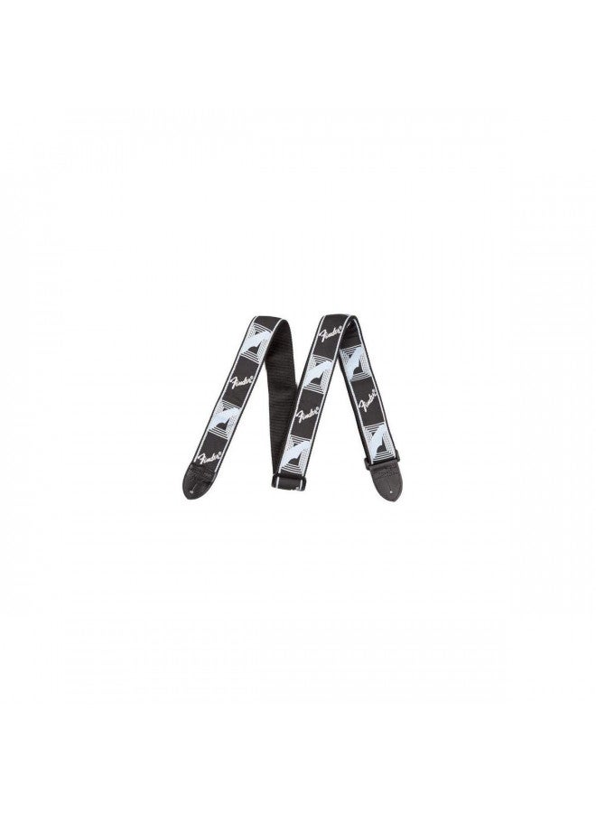 Fender Monogrammed Guitar Strap, 2in, Black/Light Grey/Blue
