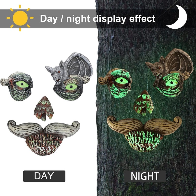 Marsui Halloween Old Man Tree Face Garden Peeker Stump Decor Garden Whimsical Trunk Decoration Outdoor Tree Sculpture for Trick or Treat Holiday Decor - Image 4