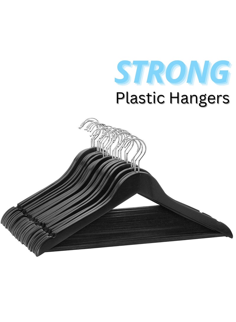 ORTUK 12pcs Clothes Hangers Plastic Coat Hanger, Non Slip Cut Notches Suit Hangers, 360° Rotatable Metal Hook Space Saving Closet Hangers, Heavy Duty Plastic Hangers Jackets, Shirts, Pants, Blouses, Dresses - Image 4