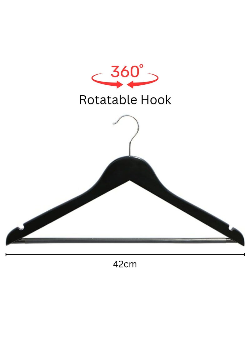 ORTUK 12pcs Clothes Hangers Plastic Coat Hanger, Non Slip Cut Notches Suit Hangers, 360° Rotatable Metal Hook Space Saving Closet Hangers, Heavy Duty Plastic Hangers Jackets, Shirts, Pants, Blouses, Dresses - Image 2