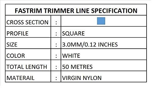 FasTrim 3mm 50 metre Square/White/Grass Cutter/Nylon Trimmer line - Image 2
