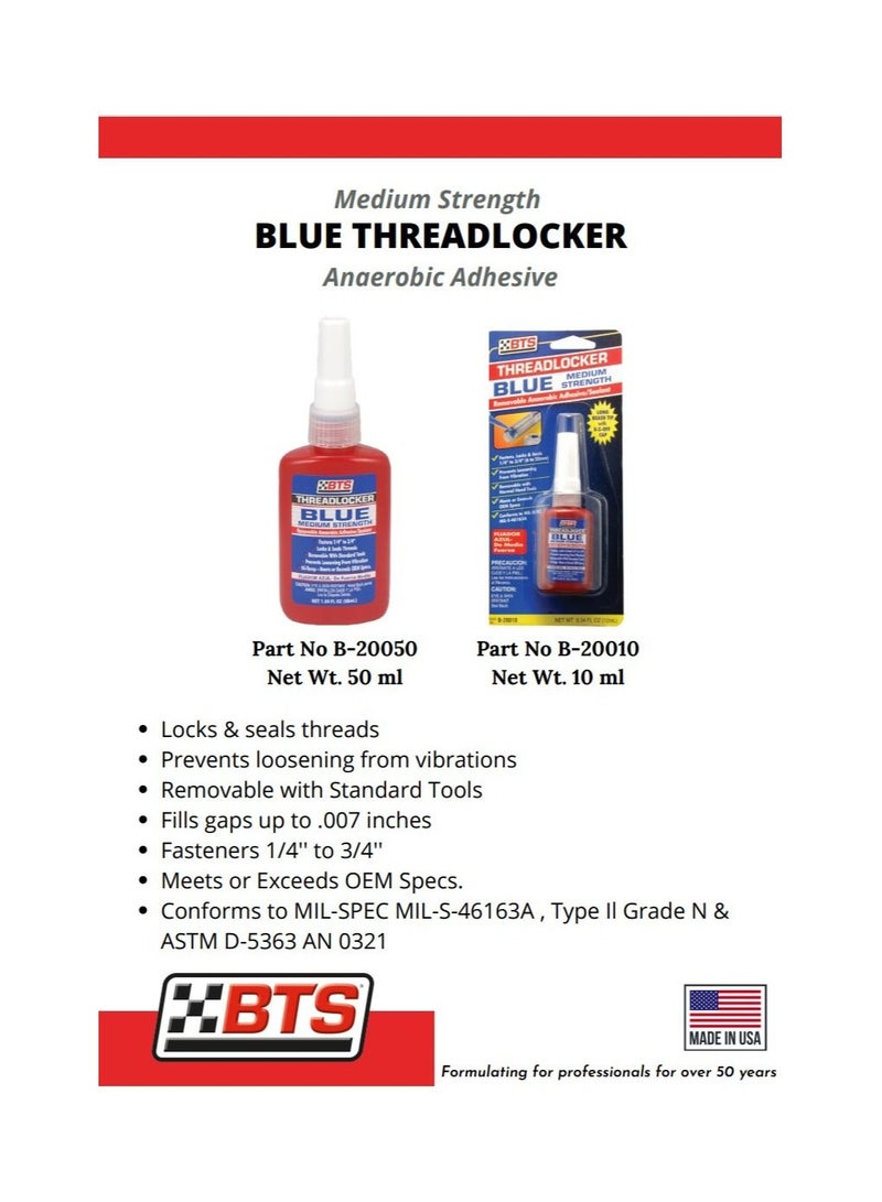 BTS Blue Threadlocker Anaerobic Adhesive 50 ml - Image 2