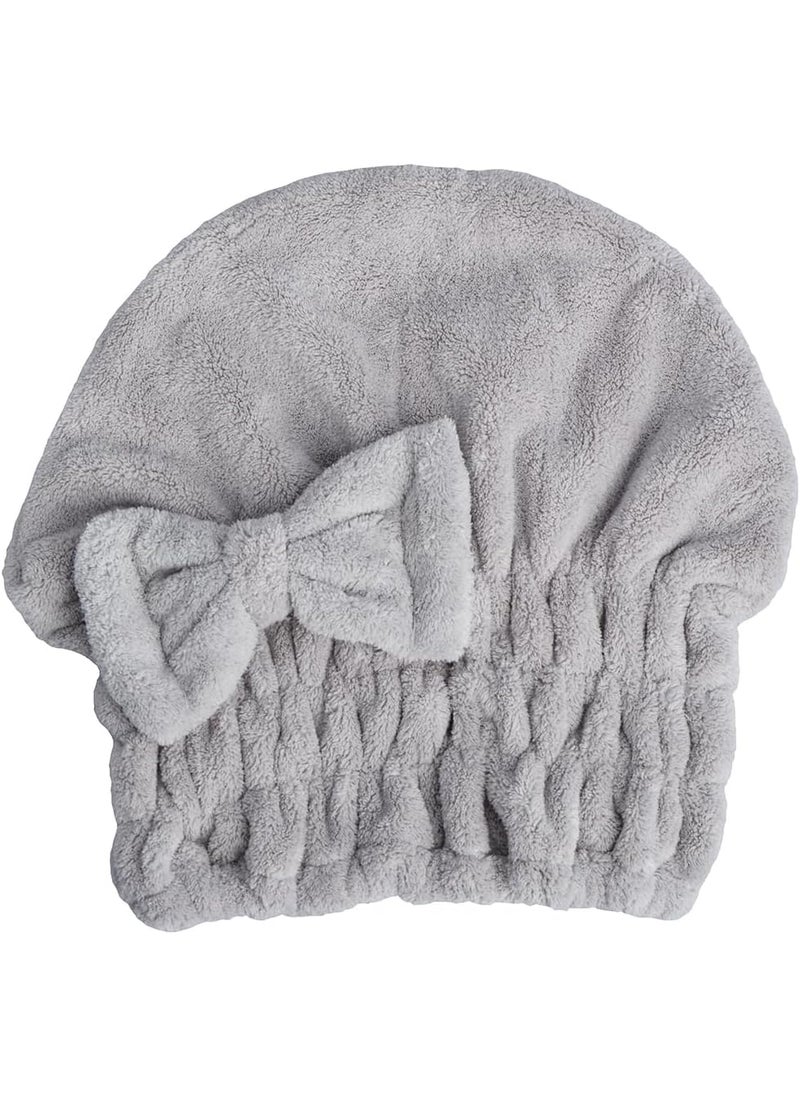 HOPESHINE - Microfiber Hair Towel Cap for Women Wet Short or Long Curly Hair Super Absorbent Quick Dry Turbans Anti Frizz Great Gift for Women and Girls Grey 1 - Image 1