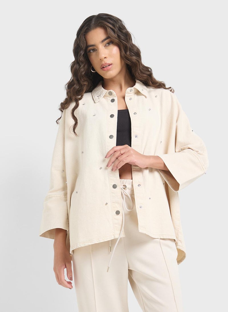 Rhinestone Oversized Shirt