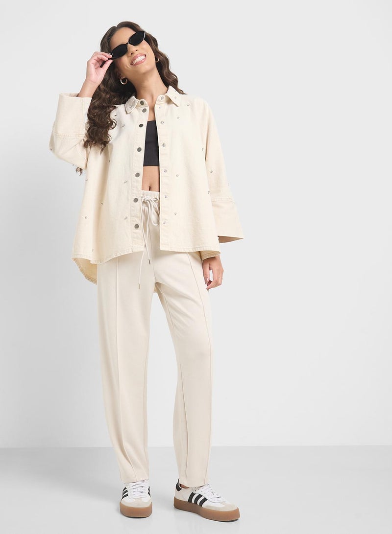 Rhinestone Oversized Shirt