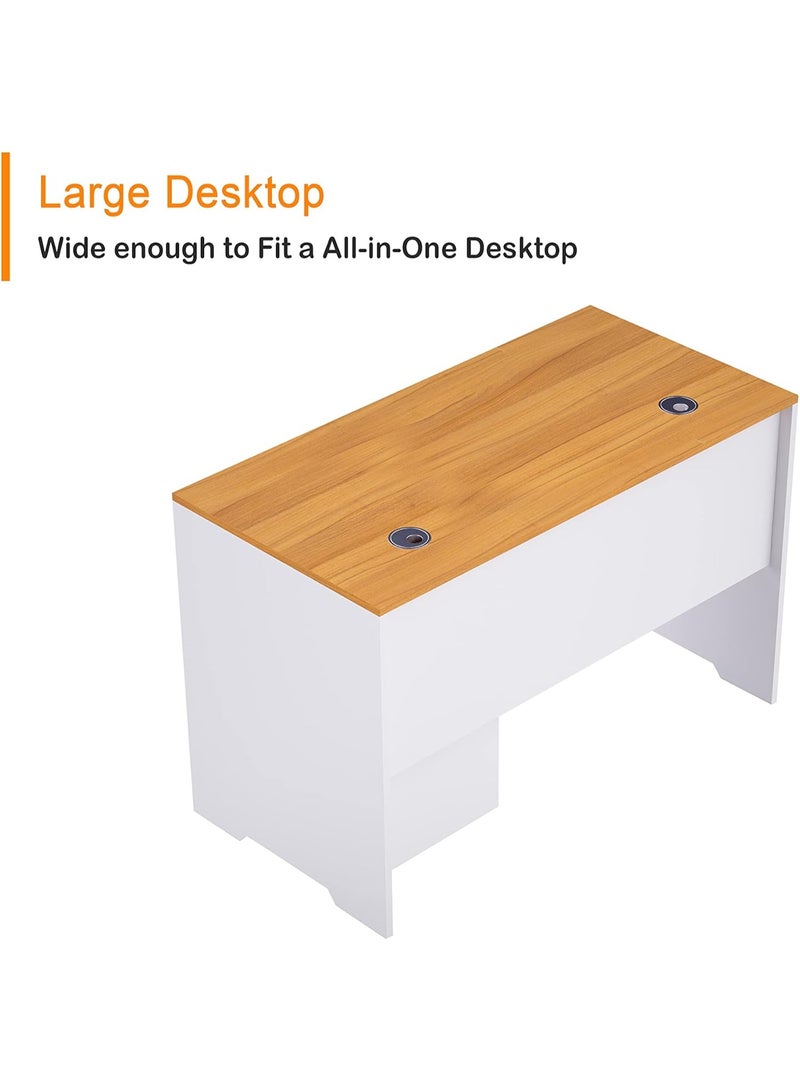 MAHMAYI OFFICE FURNITURE Zelda 246-12 Contemporary Desk with Three Drawer Filing Cabinet - Light Walnut/White (140Cm) - Image 4