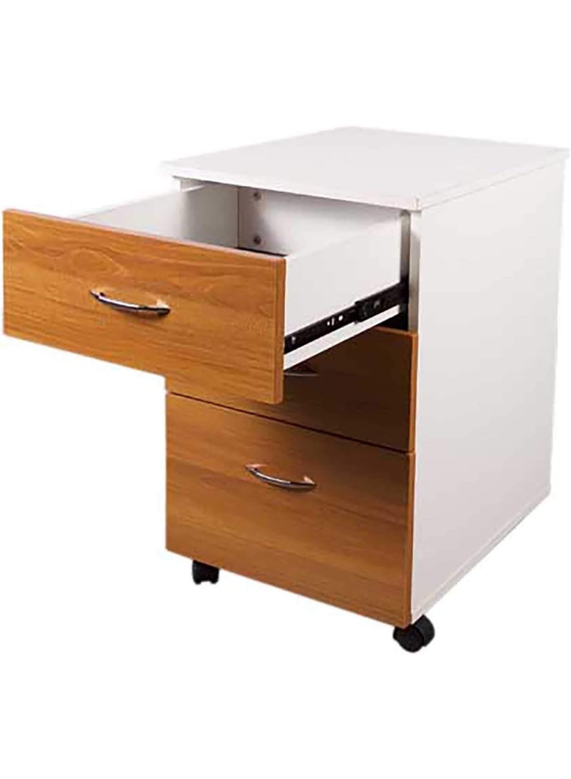MAHMAYI OFFICE FURNITURE Zelda 246-12 Contemporary Desk with Three Drawer Filing Cabinet - Light Walnut/White (140Cm) - Image 5