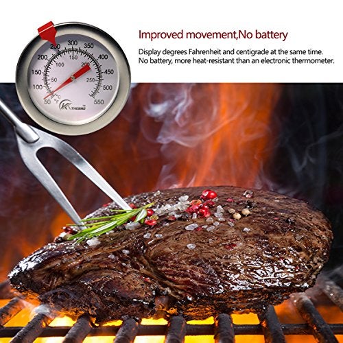 KT THERMO Deep Fry Thermometer with Instant Read,Dial Thermometer,6" Stainless Steel Stem Meat Cooking Thermometer,Best for Turkey,BBQ,Grill - Image 2