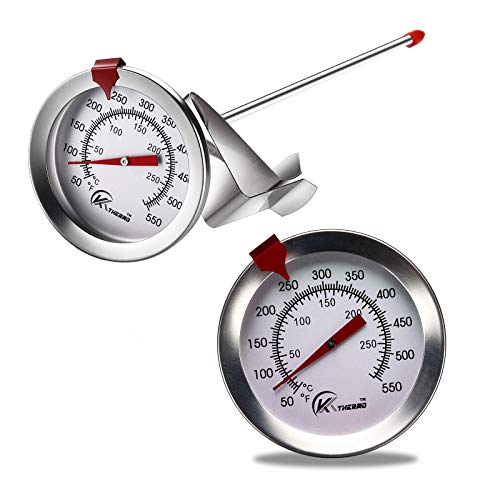 KT THERMO Deep Fry Thermometer with Instant Read,Dial Thermometer,6" Stainless Steel Stem Meat Cooking Thermometer,Best for Turkey,BBQ,Grill - Image 1