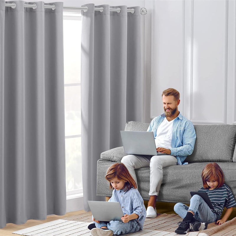 HOMEIDEAS Light Grey Blackout Curtains 42 X 84 Inch 2 Panels Room Darkening Bedroom Curtains, Thermal Grommet Light Blocking Window Curtains for Living Room - Image 2
