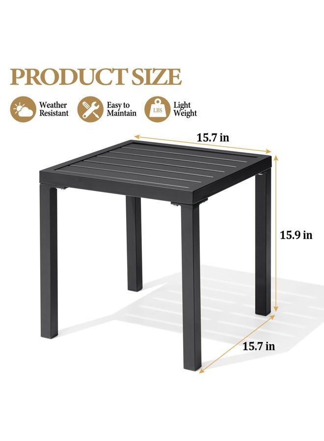 Crestlive Products Outdoor Side Table - Small Metal Square End Table - Easy to Assemble, Weather Resistant Ideal for Garden, Patio, Poolside, Beach, Balcony, Porch - Image 2
