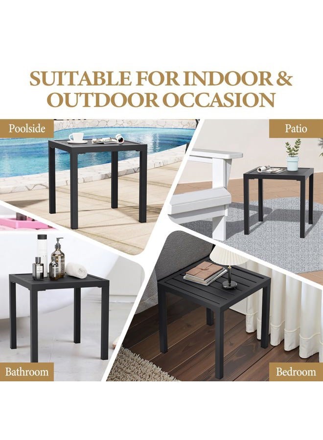 Crestlive Products Outdoor Side Table - Small Metal Square End Table - Easy to Assemble, Weather Resistant Ideal for Garden, Patio, Poolside, Beach, Balcony, Porch - Image 5