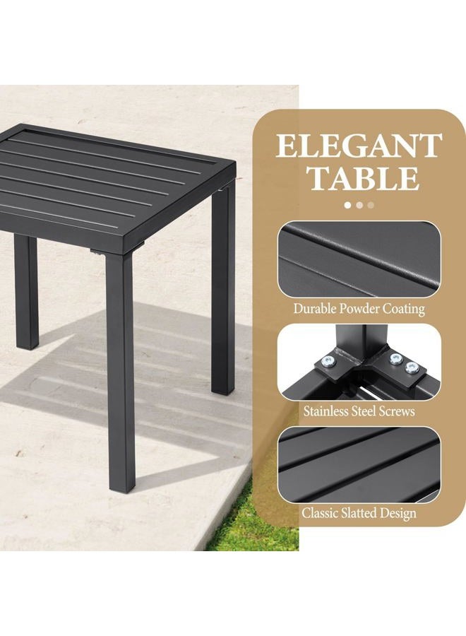 Crestlive Products Outdoor Side Table - Small Metal Square End Table - Easy to Assemble, Weather Resistant Ideal for Garden, Patio, Poolside, Beach, Balcony, Porch - Image 3