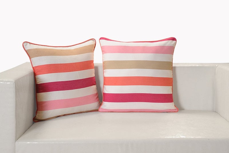 Swayam Set of 5 Striped Print Cotton Multicolour Cushion Cover | 12 x 12 Inch | Soft Breathable Fabric with Hidden Zipper | Decorative & Stylish Cushion Covers for Sofa, Living Room, Bedroom & Couch - Image 3