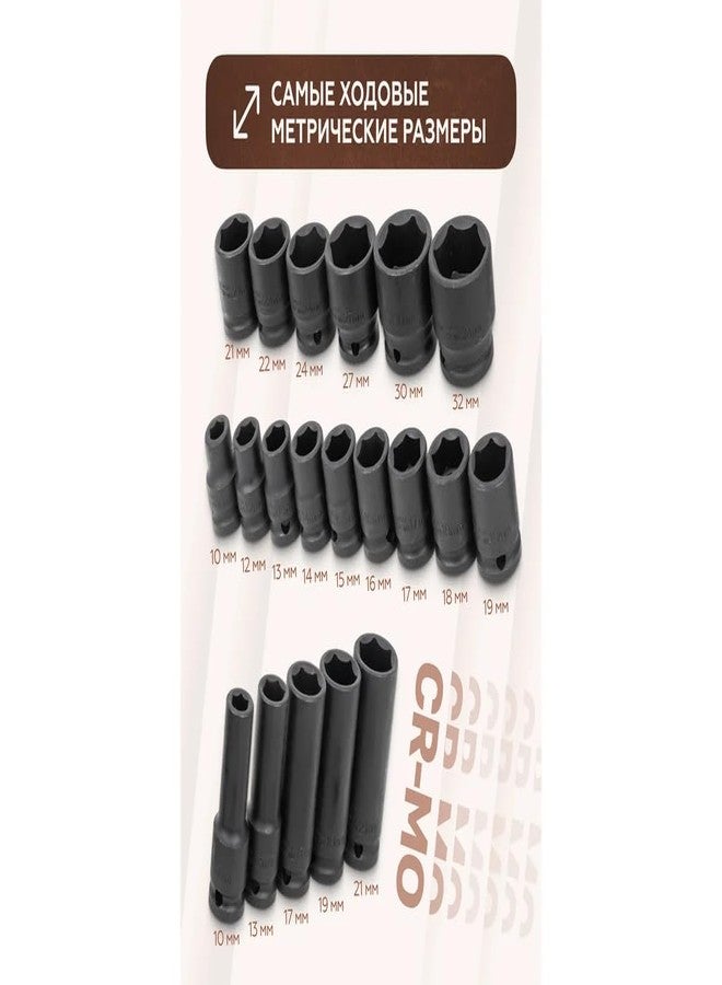 Forstime 22-Piece Impact Socket Set | 1/2-Inch Drive | Chrome Molybdenum Steel (Cr-Mo) | Heavy-Duty 6-Point Socket Set for Automotive & Garage Use - Image 3