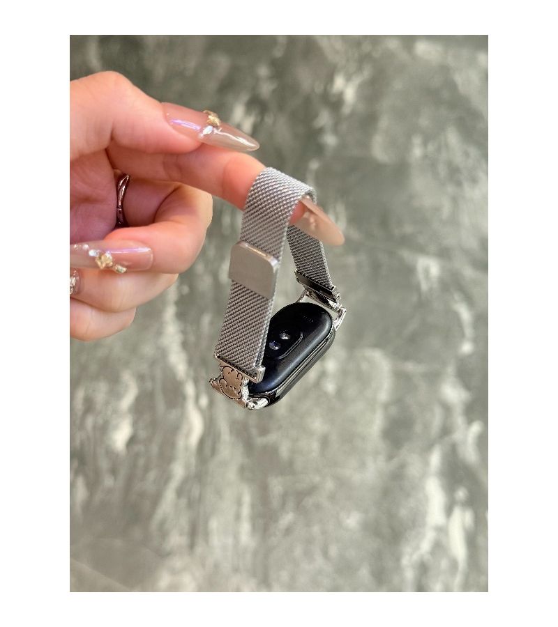 حزام ساعة لكلب من سبيكة الزنك المغناطيسي باللون الفضي لـ Mi Band 8 / 8NFC / 9 / 9NFC / 10 / 10NFC - Image 4