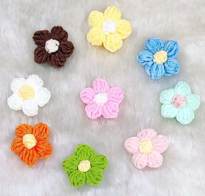 Generic Beads & Crafts: Artificial Woolen Fabric Rose Flowers 4cm for Home Decoration, Dress, Boutique, Hairpin, DIY Art Craft (Pack of 9 Pcs) (Multicolor) 