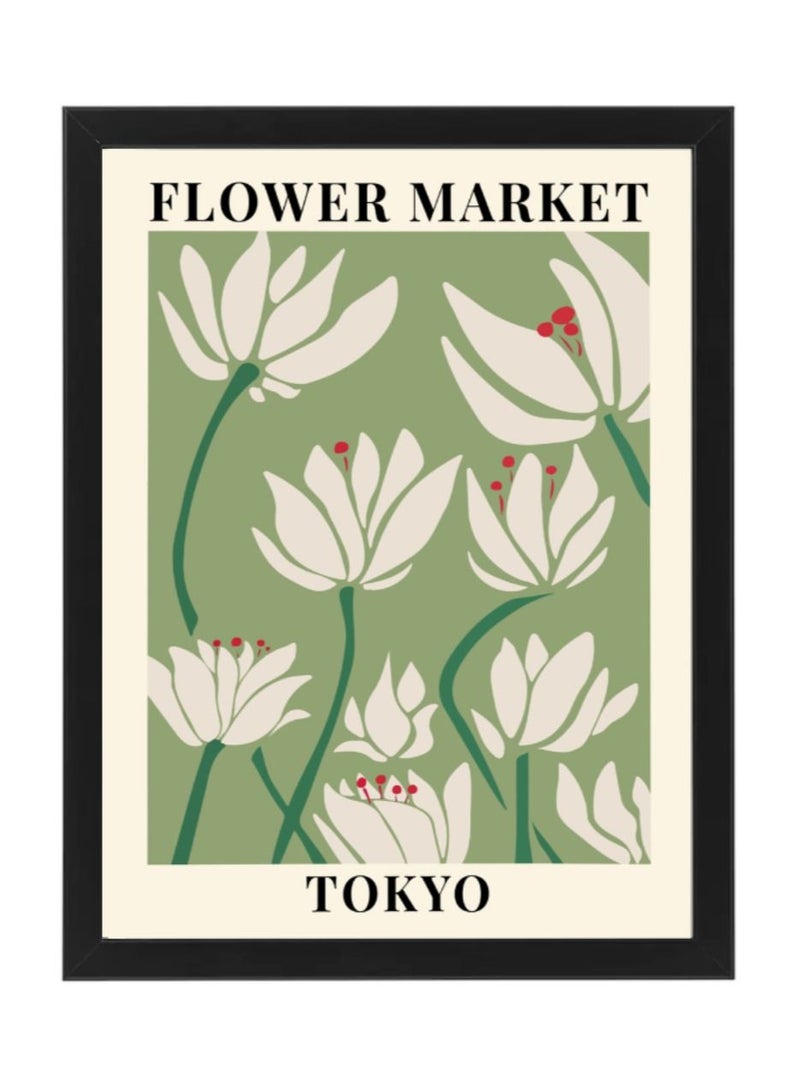 Boomah Accessories Flower Market Tokyo Colorful Botanical Art Poster with Frame 30x40cm 