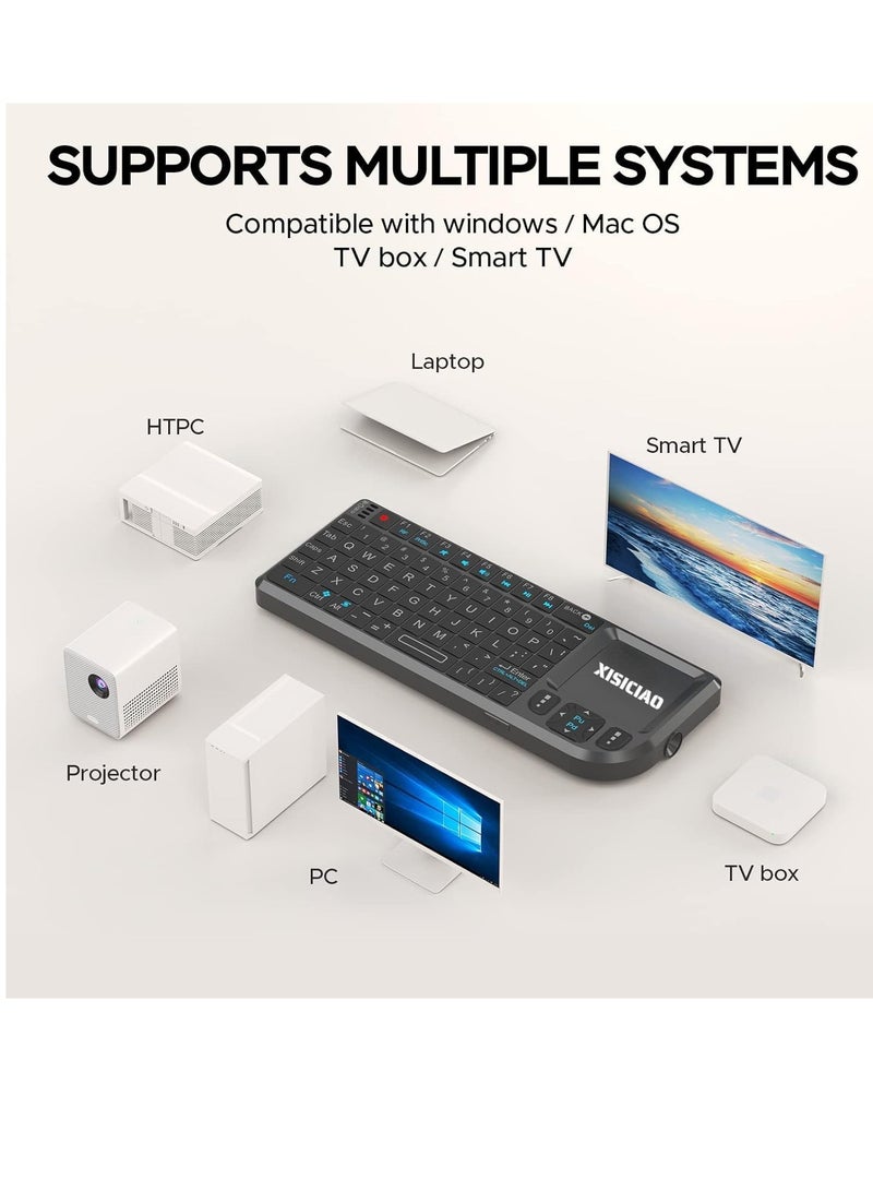 Mini Keyboard, Wireless Keyboard for Smart TV, Wireless Bluetooth Keyboard with Touchpad and IR Remote, Portable Keyboard, Compatible with Windows/Android/Google/Smart TV - Image 2
