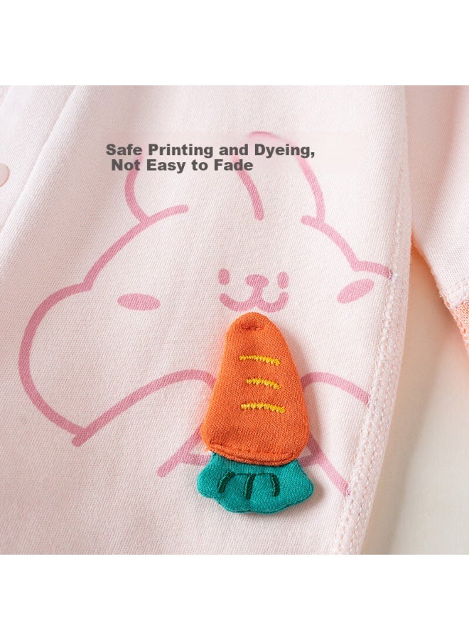 Shu Beiyi Shubeyi Baby Romper Spring And Autumn Newborn Baby Bodysuit Full Moon Baby Ha Yi One-year-old Children's Hundred Days Crawling Clothes Light Pink 73cm - Image 2