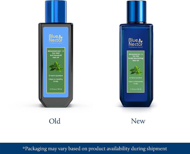 Blue Nectar Anti Dandruff Hair Oil with Neem & Tea Tree Hair Oil | Ayurvedic Non-Sticky Hair Oil for Dry Scalp and Dandruff | Plant Based Hair Oil for Men & Women (12 Herbs, 100ml) - Image 1