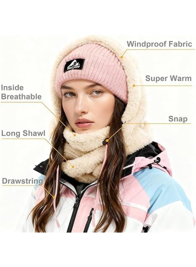 SYOSI Thermal Fleece Balaclava, Windproof Ski Mask with Adjustable Drawstring and Neck Warmer, Cold Weather Face Cover for Skiing, Snowboarding, Motorcycling, Hiking, Outdoor Work (M Size, White) - Image 4