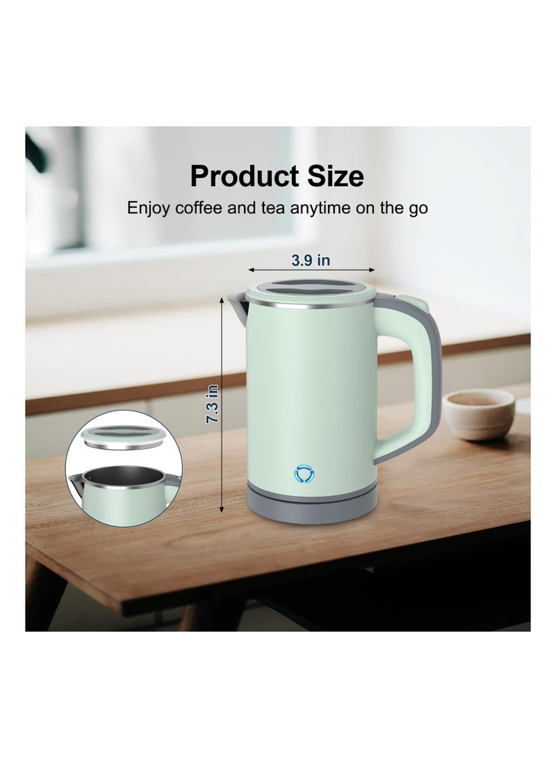 SYOSI Small Electric Kettle, Travel Mini Hot Water Boiler Heater, 304 Stainless Steel 0.8L Portable Electric Kettles or Boiling Water,  with Auto Shut-Off for Camping, Travel, Office and More (Green) - Image 2