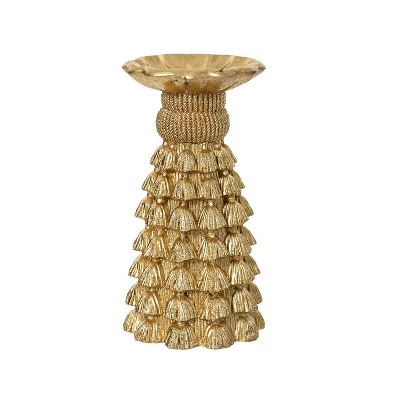 Kaemingk Candleholder – Polyresin Gold, Christmas Decoration, Festive Xmas Ornament, Holiday Candle Accessory, Indoor Home Décor, Seasonal Tabletop Displa