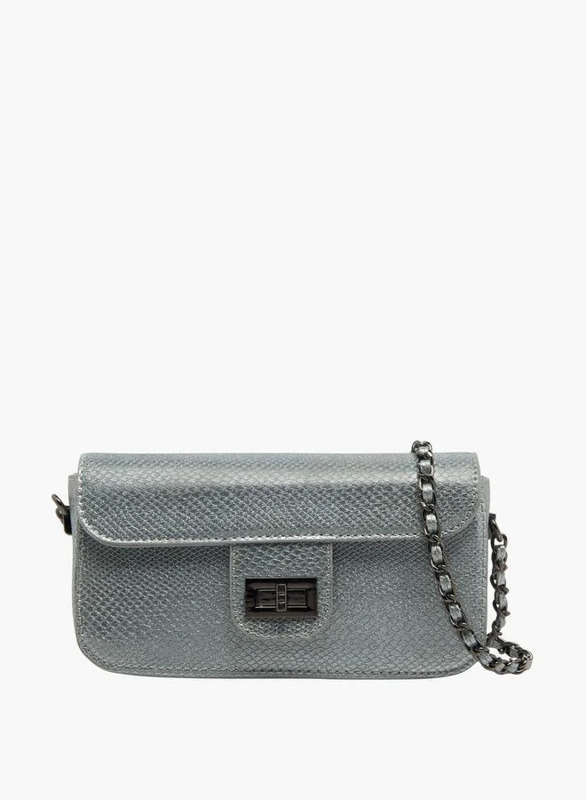 Textured Crossbody Bag with Chain Strap
