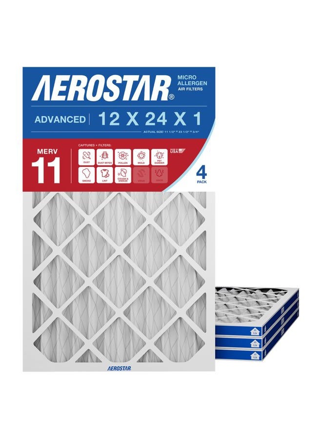Aerostar Allergen & Pet Dander 14x24x1 MERV 11 Pleated Air Filter, Made in the USA, 6-Pack - Image 1