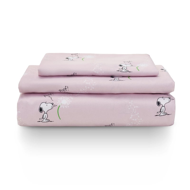 Berkshire Blanket Berkshire Blanket Peanuts Kids Sheet Set  Twin Size - 3 Pieces  Peanuts Snoopy Make A Wish Sheet Scale Spring Pink  Cute Character Snoopy Printed Soft Microfiber Bed Sheets  - Image 1
