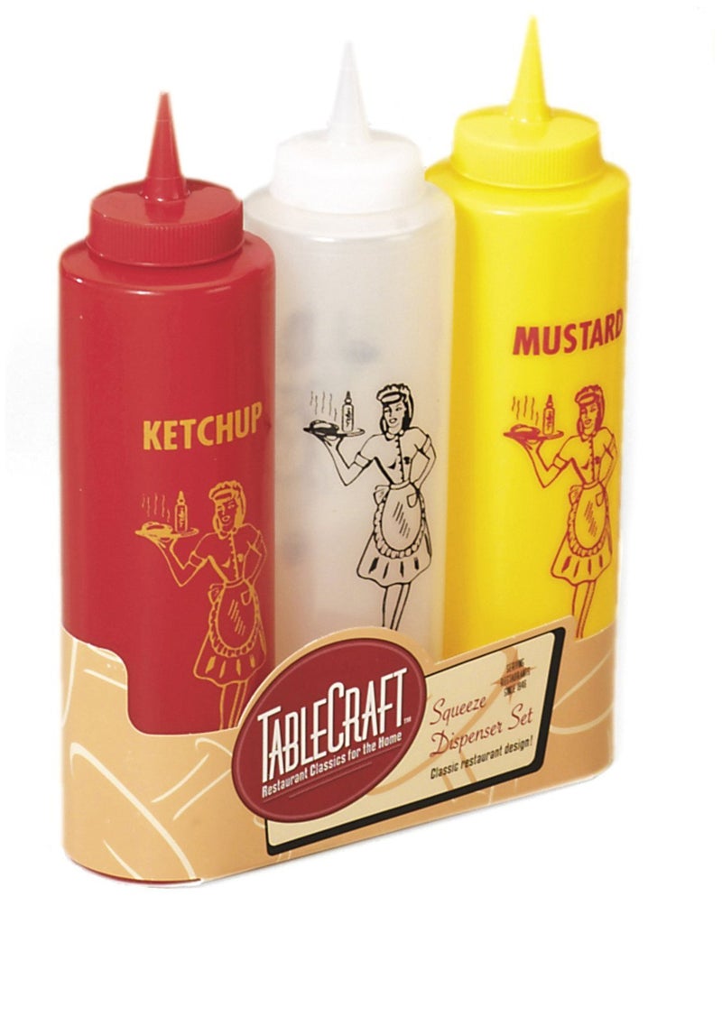 TableCraft 3Piece Nostalgia Squeeze Bottle Set 12Ounce