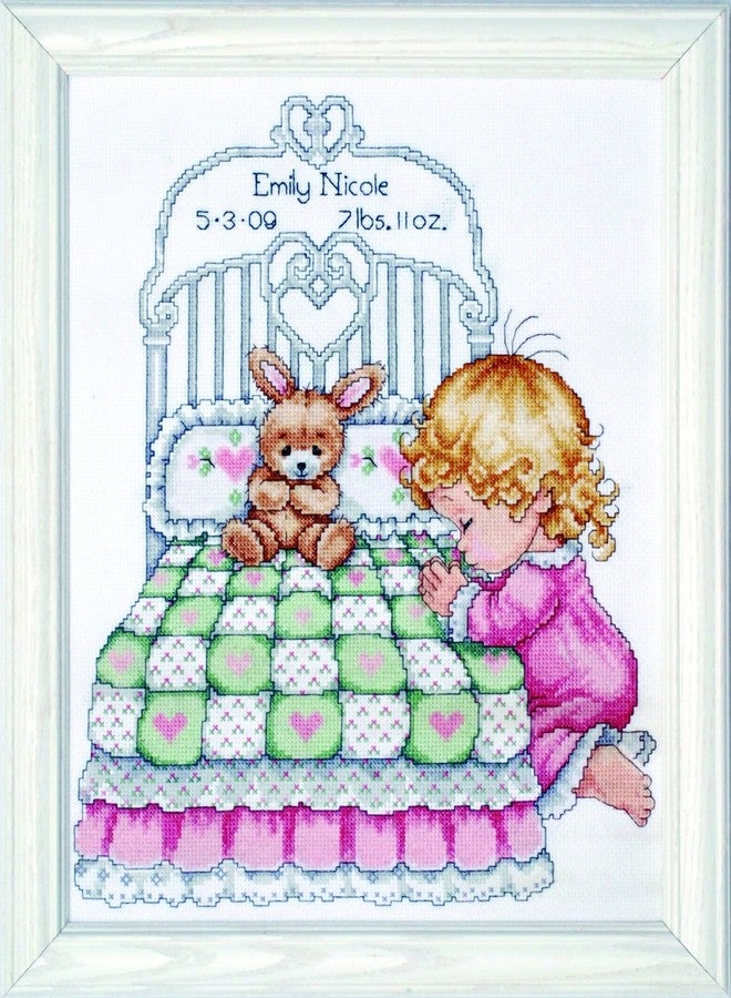 Tobin Bedtime Prayer Girl, Cross Stitch Kit, 11"x14", Multicolor, 14 Count