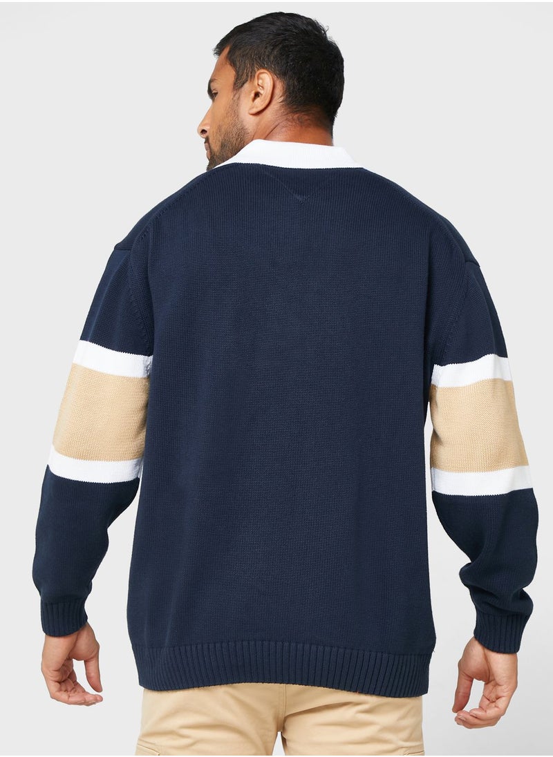 TOMMY JEANS - Logo Trophy Neck Sweater - Image 1