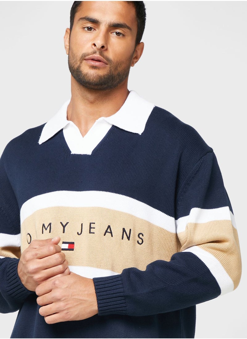 TOMMY JEANS - Logo Trophy Neck Sweater - Image 1