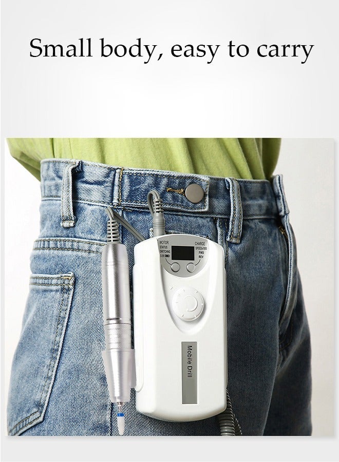 DUNISO 30000 RPM Nail Drill With Display, Acrylic Electric Nail File, Gel Nails, Manicure, Home And Salon Grinding And Polishing Portable Nail Drill, White - Image 3