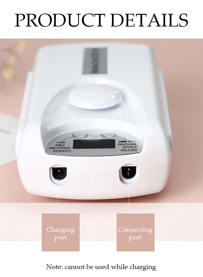 DUNISO 30000 RPM Nail Drill With Display, Acrylic Electric Nail File, Gel Nails, Manicure, Home And Salon Grinding And Polishing Portable Nail Drill, White - Image 5