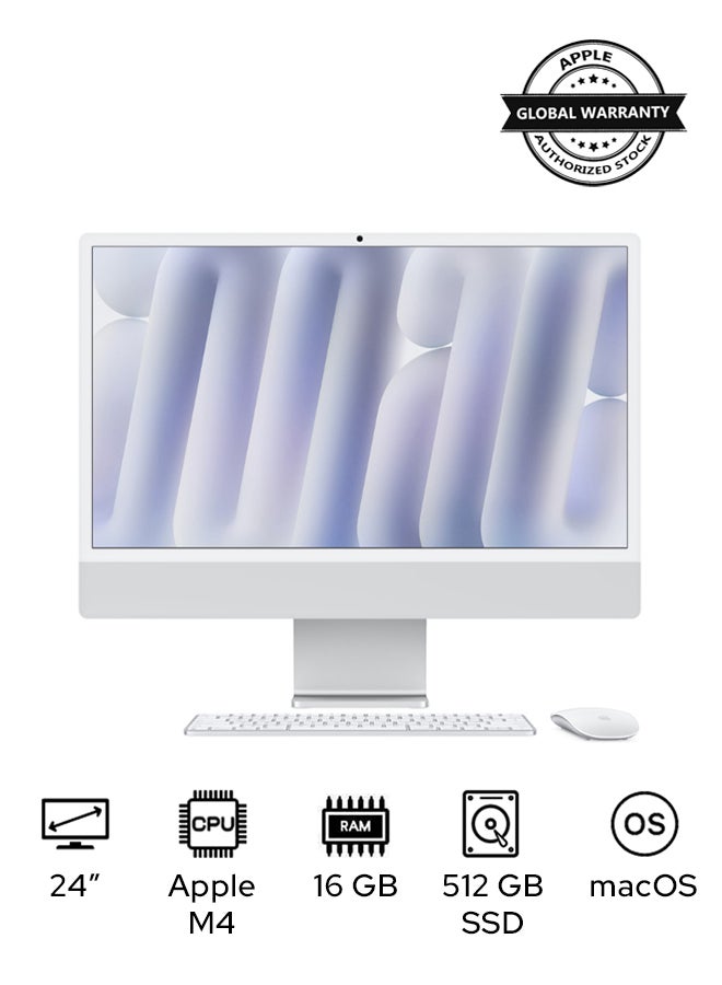 ابل  آي ماك 24 بوصة MWUV3 مع شاشة ريتينا 4.5K، شريحة M4، معالج 10 نواة CPU ومعالج 10 نواة GPU/16 جيجابايت RAM/512 جيجابايت SSD/macOS - Image 1