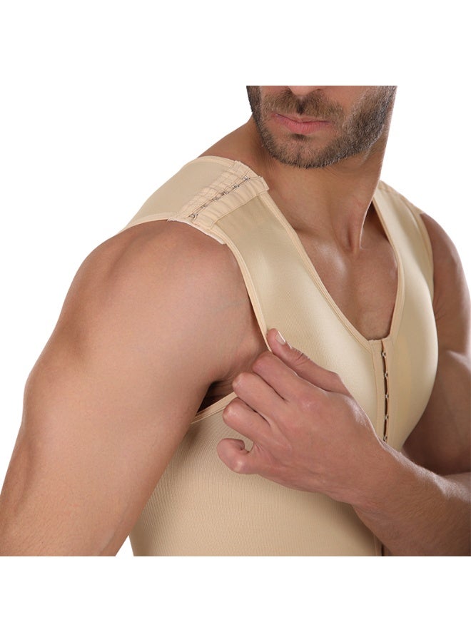 Sedra Shapely Men's full body shaper (chest, abdomen, and thighs), shapewear compression to sculpt the figure and conceal sagging, comfortable front snap design with a front opening, beige - Image 4
