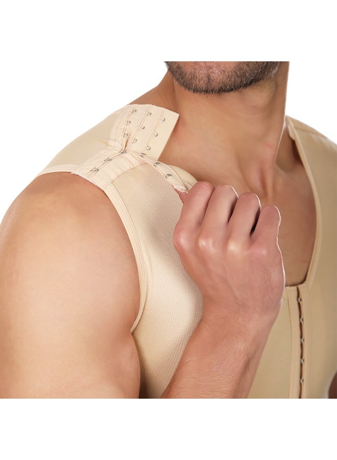 Sedra Shapely Men's full body shaper (chest, abdomen, and thighs), shapewear compression to sculpt the figure and conceal sagging, comfortable front snap design with a front opening, beige - Image 5