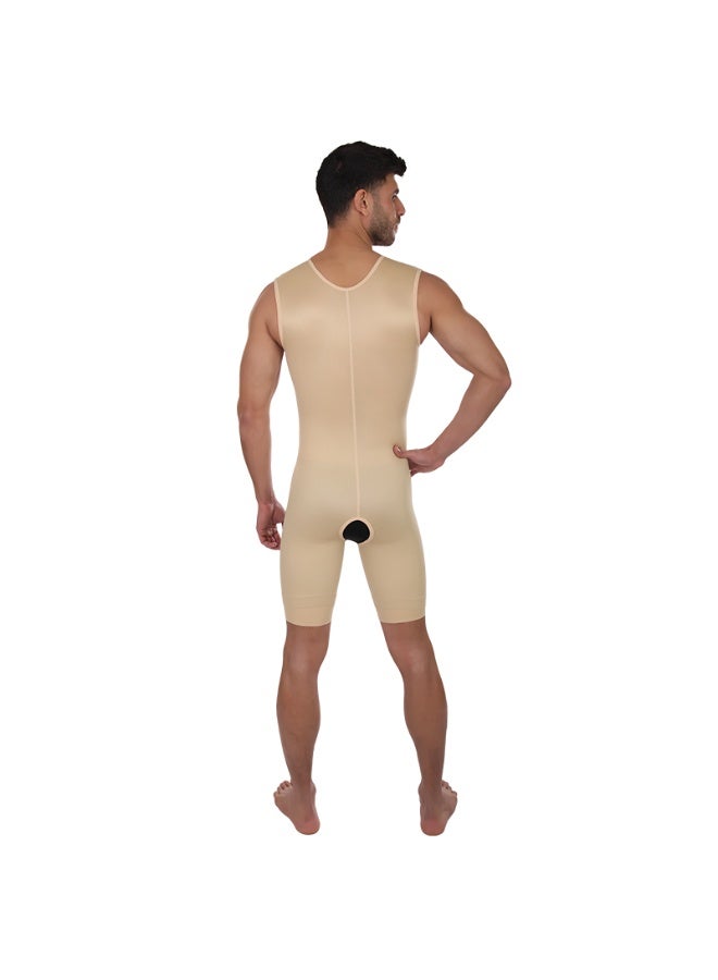 Sedra Shapely Men's full body shaper (chest, abdomen, and thighs), shapewear compression to sculpt the figure and conceal sagging, comfortable front snap design with a front opening, beige - Image 3