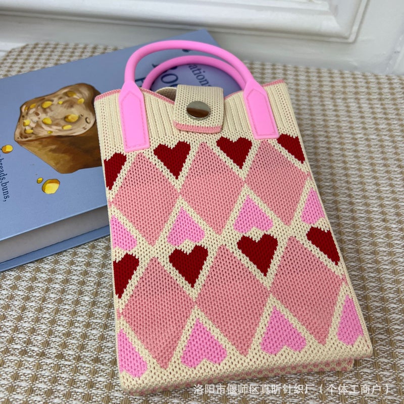 Korean Style Simple Mobile Phone Bag Crossbody Small Bag Mini Small Bag Small Cute And Lightweight Four Seasons Handbag Knitted Bag - Image 5
