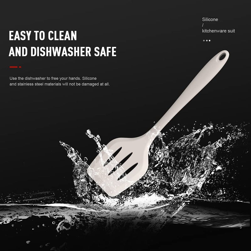 AOTHOD Silicone Cooking Utensils Set - 446Â°F Heat Resistant Kitchen Utensils,Turner Tongs,Spatula,Spoon,Brush,Whisk,Kitchen Utensil Gadgets Tools Set for Nonstick Cookware,Dishwasher Safe (BPA Free) - Image 3