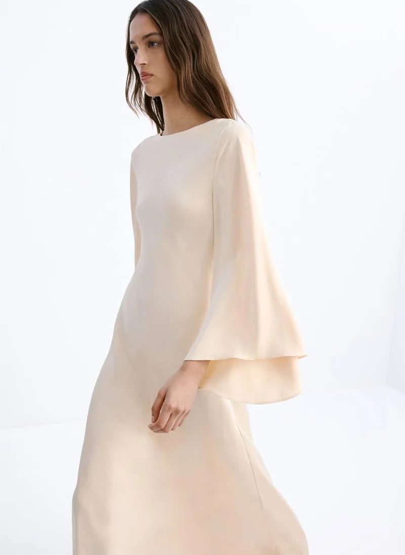 MANGO  Flared-sleeve satin dress for Women | Best Price UAE